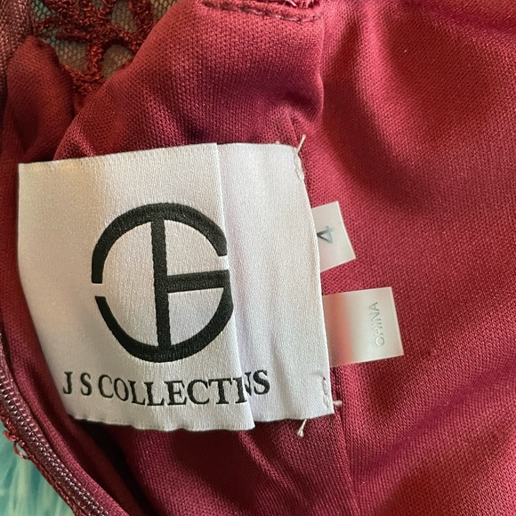 JS Collections Joy Mock Neck Midi Lace Dress Merlot/Burgundy Size 4 NWOT - Picture 7 of 7